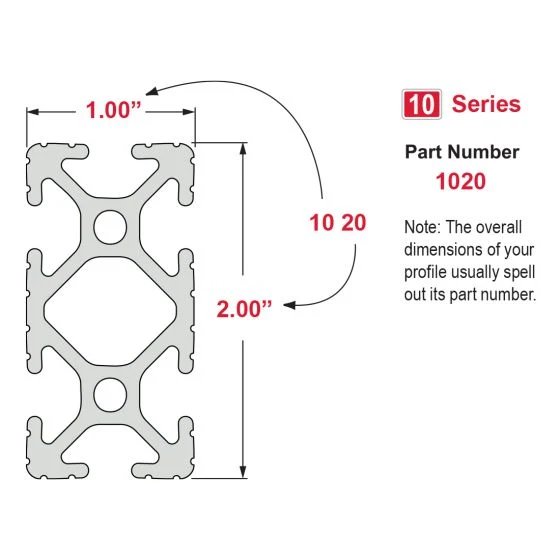 80/20 | 10 Series 1.00 in X 2.00 in T-Slotted Profile - Six Open T-Slots | 1020-242 - Image 3