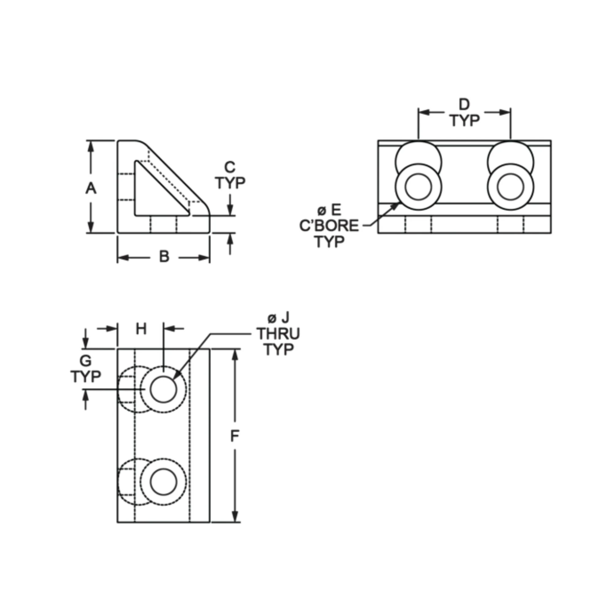80/20 | 15 Series 4 Hole - Wide Gusseted Inside Corner Bracket | 4334 - Image 2