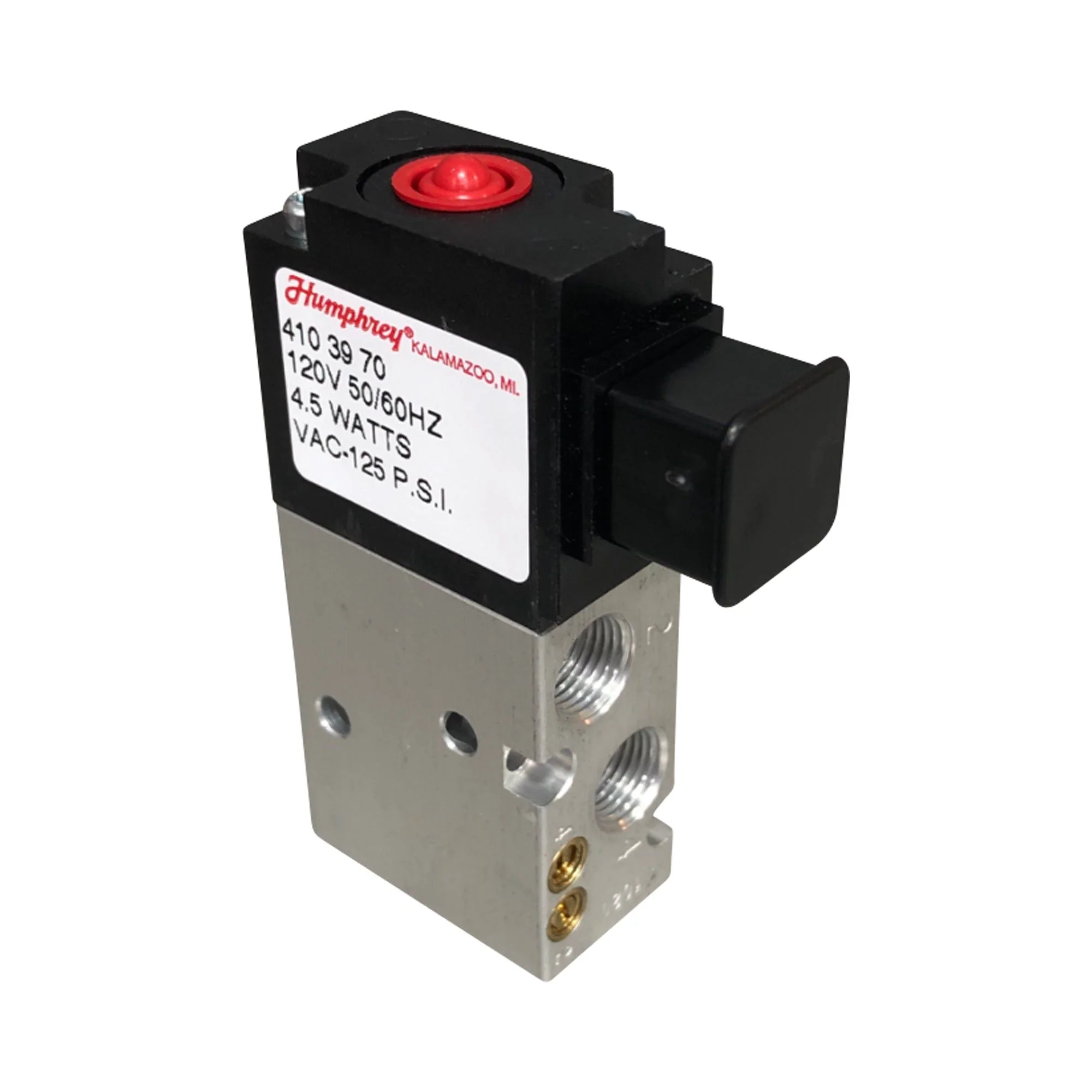 Humphrey | Inline 4/2 Single Solenoid, 1/8 in NPTF | 410-39-70-120/60
