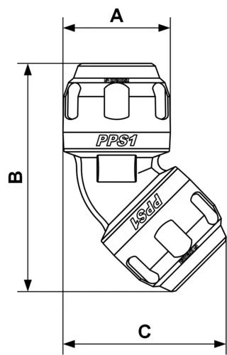 Prevost | 45 degree - 1-1/4"  Aluminum equal female elbow fitting | PPS1 4C32 - Image 2