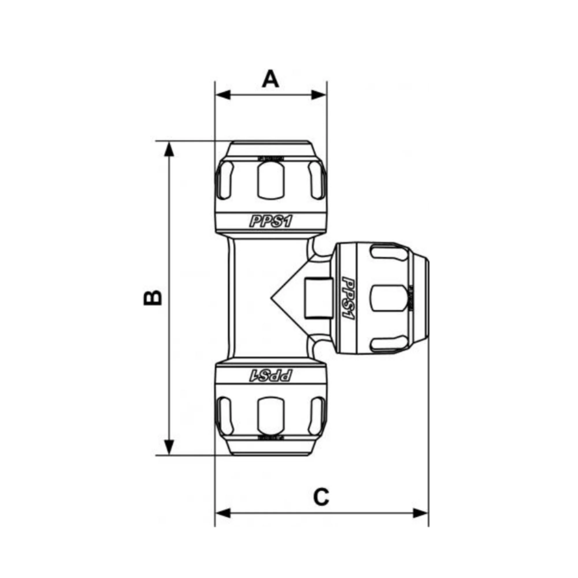 Prevost | 3/4 in Aluminum equal female tee fitting for pipe | PPS1 TE20 - Image 2